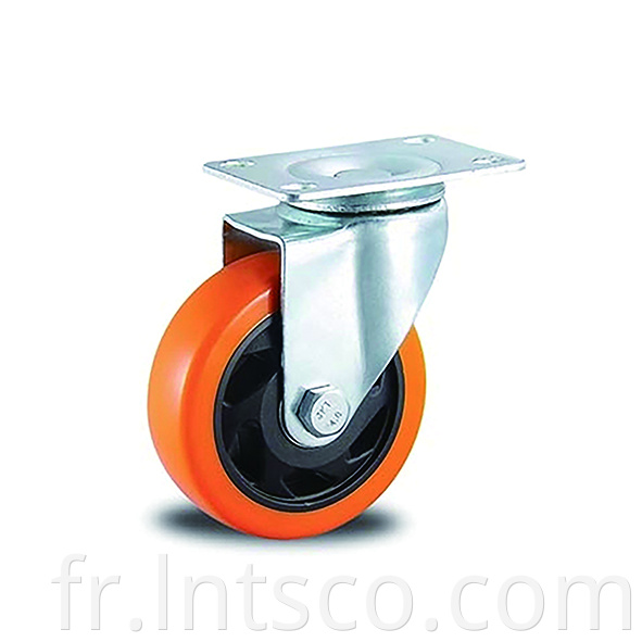 Black PP Core Orange PVC Swivel Casters